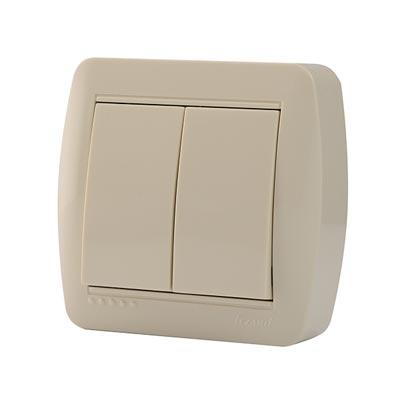 Lezard  Demet Крем Выключатель 2-клавишный открытая установка  711-0300-101
