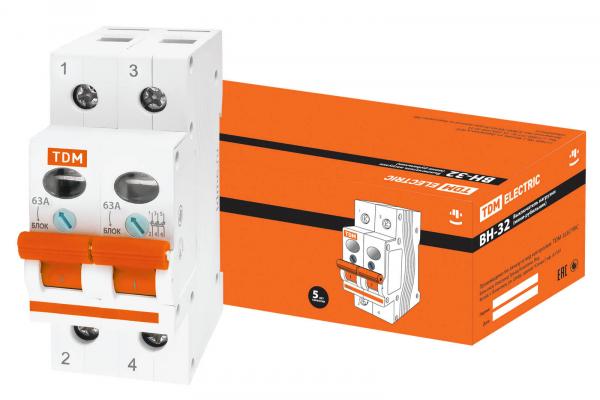 Выключатель Нагрузки  2П  63А  TDM  ВН-32